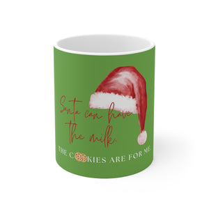 Ceramic Mug 11oz - Santa's Milk & Cookies - Green