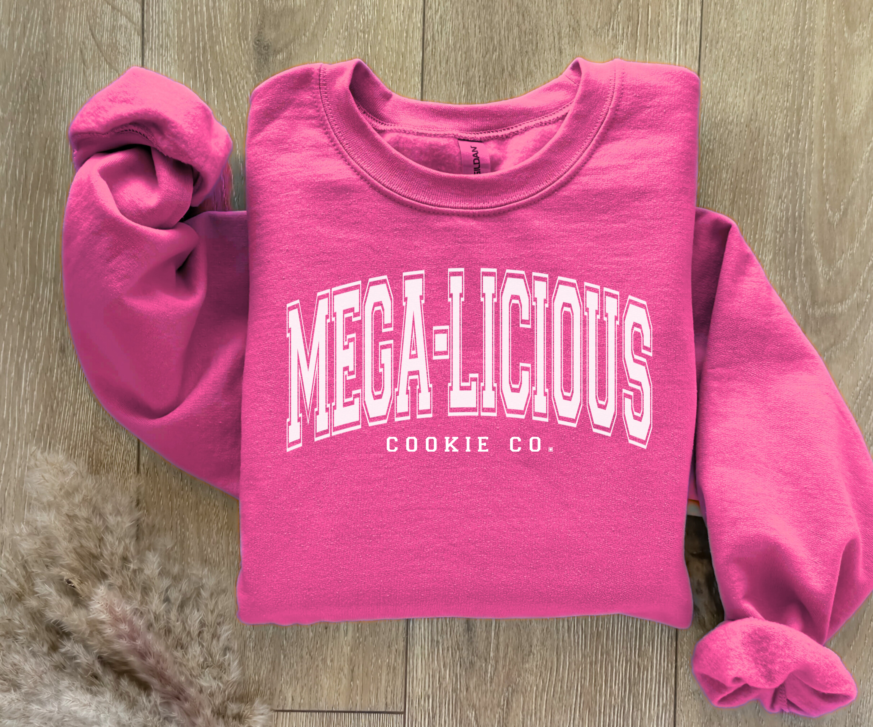 Mega-licious Cookie Co. varsity letter crewneck sweatshirt